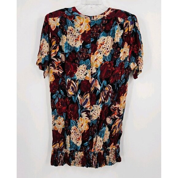 Sharon Anthony Floral Print Vtg Top/Skirt Set Womens Sz 22 Ruffle Pullon Skirt - Picture 3 of 9